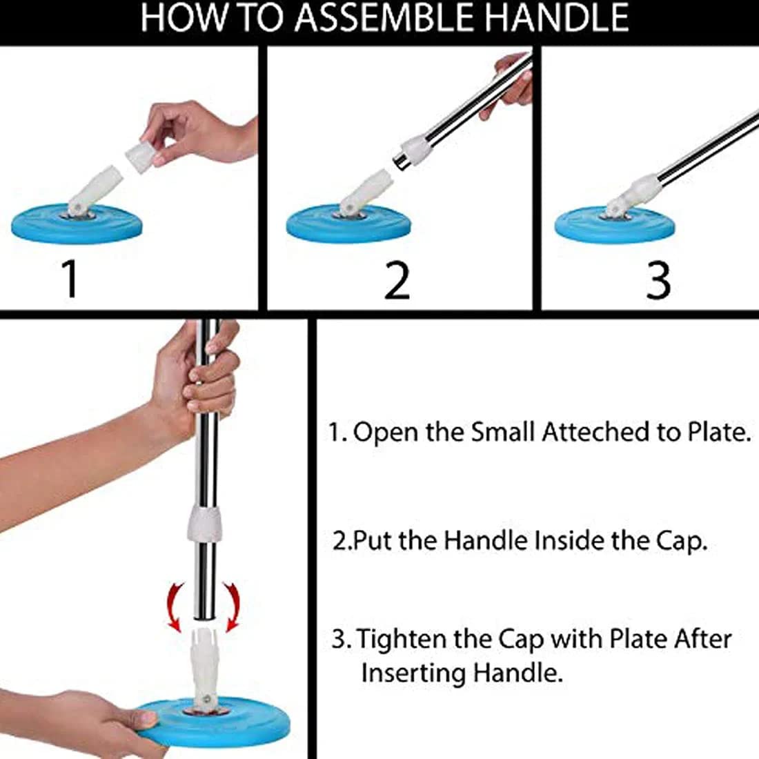 360 Degree Rotating Spin Mop - Original Replacement Parts for Home, Kitchen &amp; Bathroom Cleaning spin mop  ( Random Color )