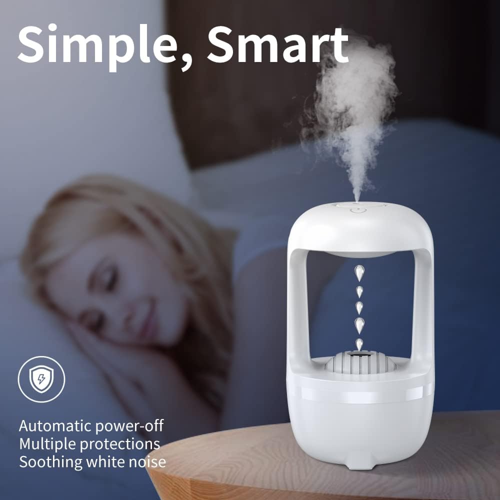 Cool Mist Humidifiers for Bedroom with Cute Water Drops &amp; Light Effects, Small Room Air Diffuser for Baby, Home, Office