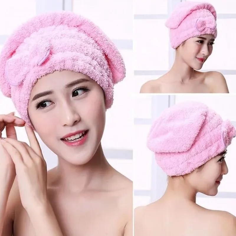 Hair Drying Towels, Ultra Absorbent Hair Drying Cap Towel for Women Adults or Kids Girls(random color )