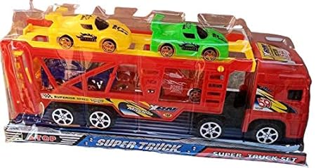 Double decker Trailer Truck | Car Carrier Truck with 4 Cars Included Toy for Kids (Random color)