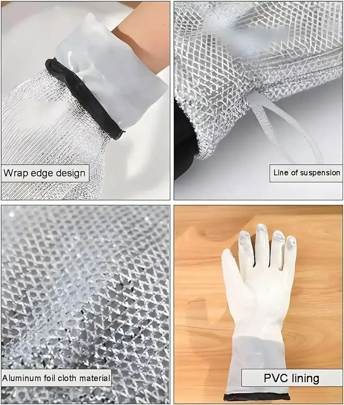 Title: Heavy-Duty Silver Heat-Resistant Oven Mitts – Professional Grade Kitchen Safety (Pair)