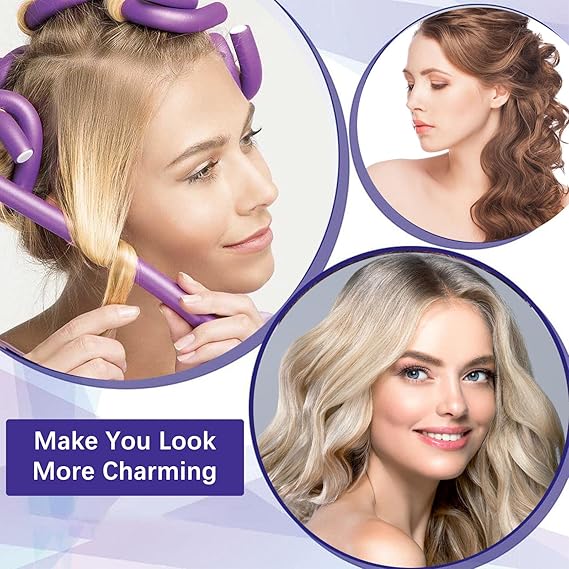 Pack of 10 Hair Rollers Papilotten Hair Rollers, Curls Without Heat Foam Curlers for Women (Random Color)