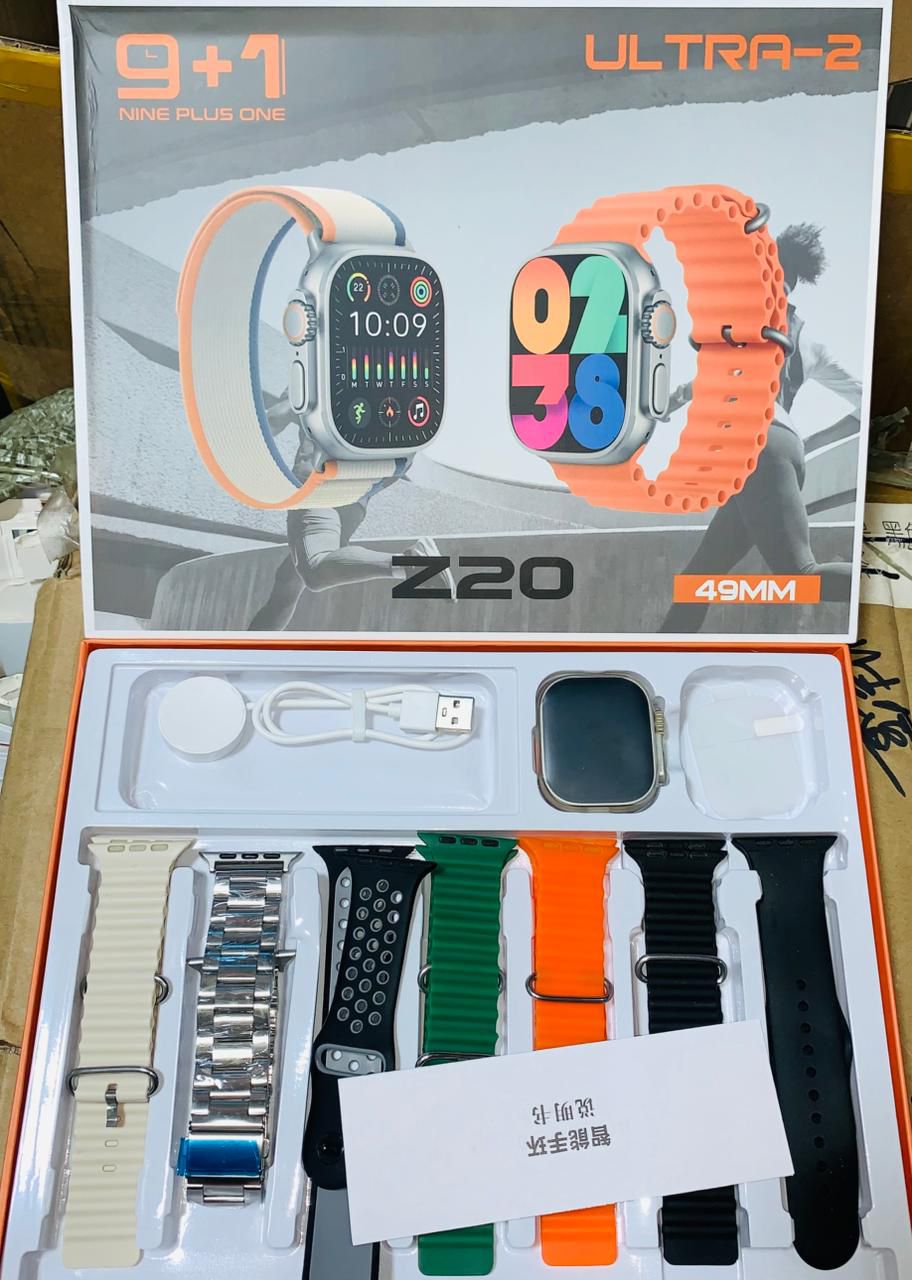 Z20 Ultra 2 Smartwatch | Super HD Display | 7 Straps | Wireless Charging & BT Calling | Newest Model