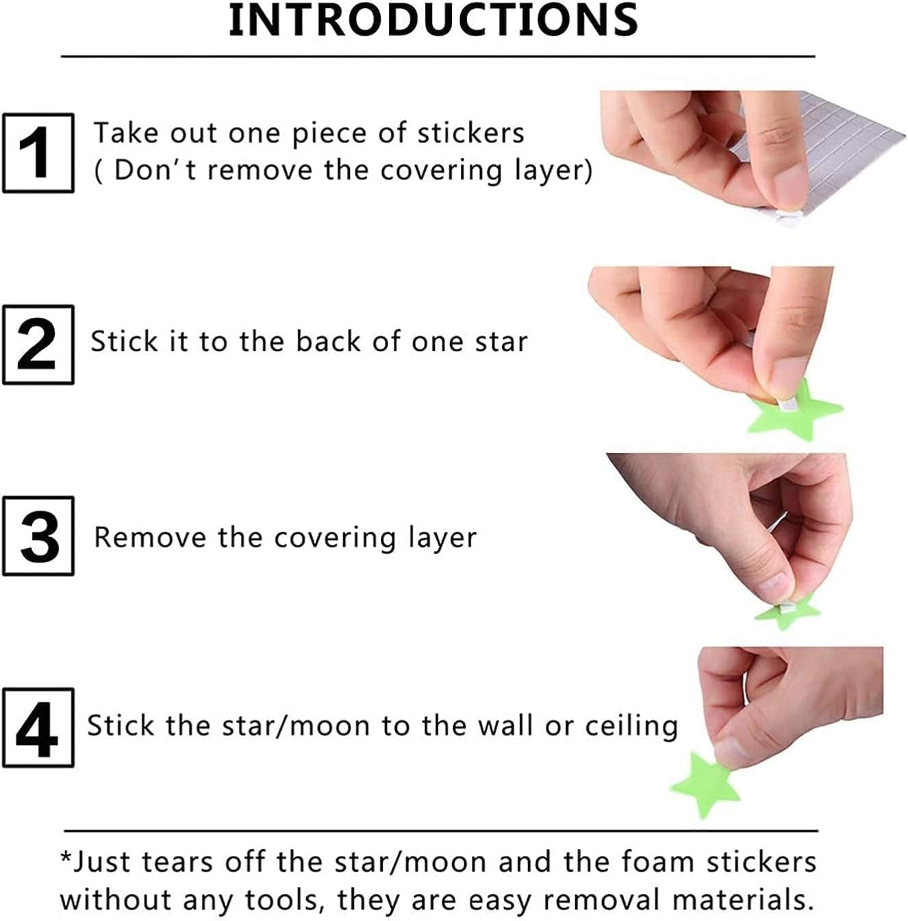 Pack of 100 – 3D Glowing Stars for Ceiling and Wall Decoration – Luminous Night Sky Stickers for Kids’ Rooms, Bedrooms, and Nurseries – Glow-in-the-Dark Wall Decals with Adhesive