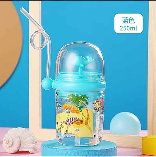 Children Whale Spray Cup Sippy Bottle Cartoon Baby with Sippy Kettle Outdoor Portable Children's Cup (Random Color)
