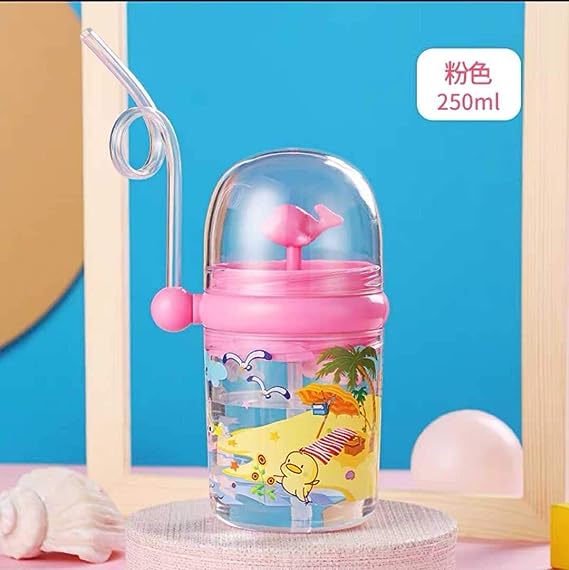 Children Whale Spray Cup Sippy Bottle Cartoon Baby with Sippy Kettle Outdoor Portable Children's Cup (Random Color)