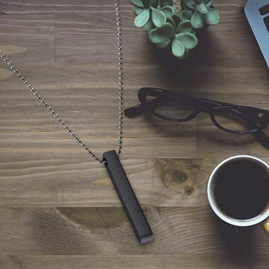 vertical bar Necklace Locket Chain for boys girls neck chain for men with locket Men`s Jeweler Pendant for men Stylish design - black