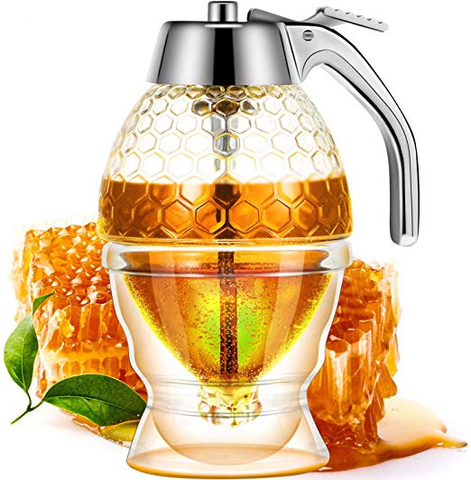 Honey Juice Syrup Dispenser Pot Jar For Kitchen Bee Drip Storage  200 ml