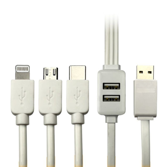 Vizo 5-in-1 Fast Data Cable Safety Fast Charging 5 in 1 USB Port 3 plugs and 2 USB ports Fast Data Cable