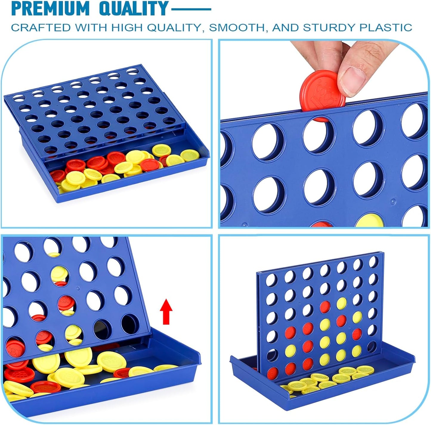 4 IN A ROW Board Game for Kids / Travel Board Game / Board Games Indoor &amp; Outdoor, Perfect as a Party Game (random color )