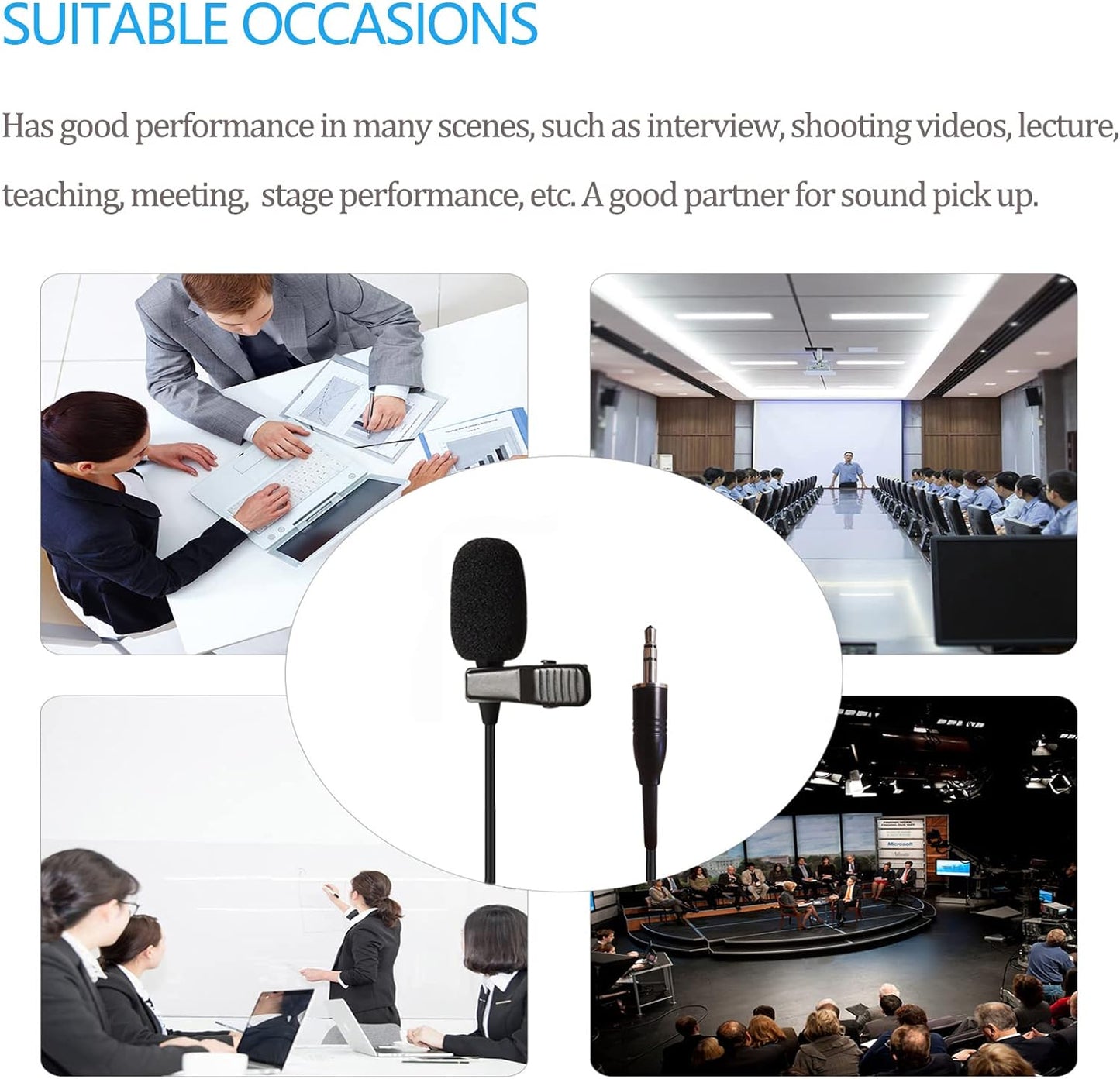 Professional Lavalier Mic 3.5mm suitable for mobile phones iPhone and other devices.