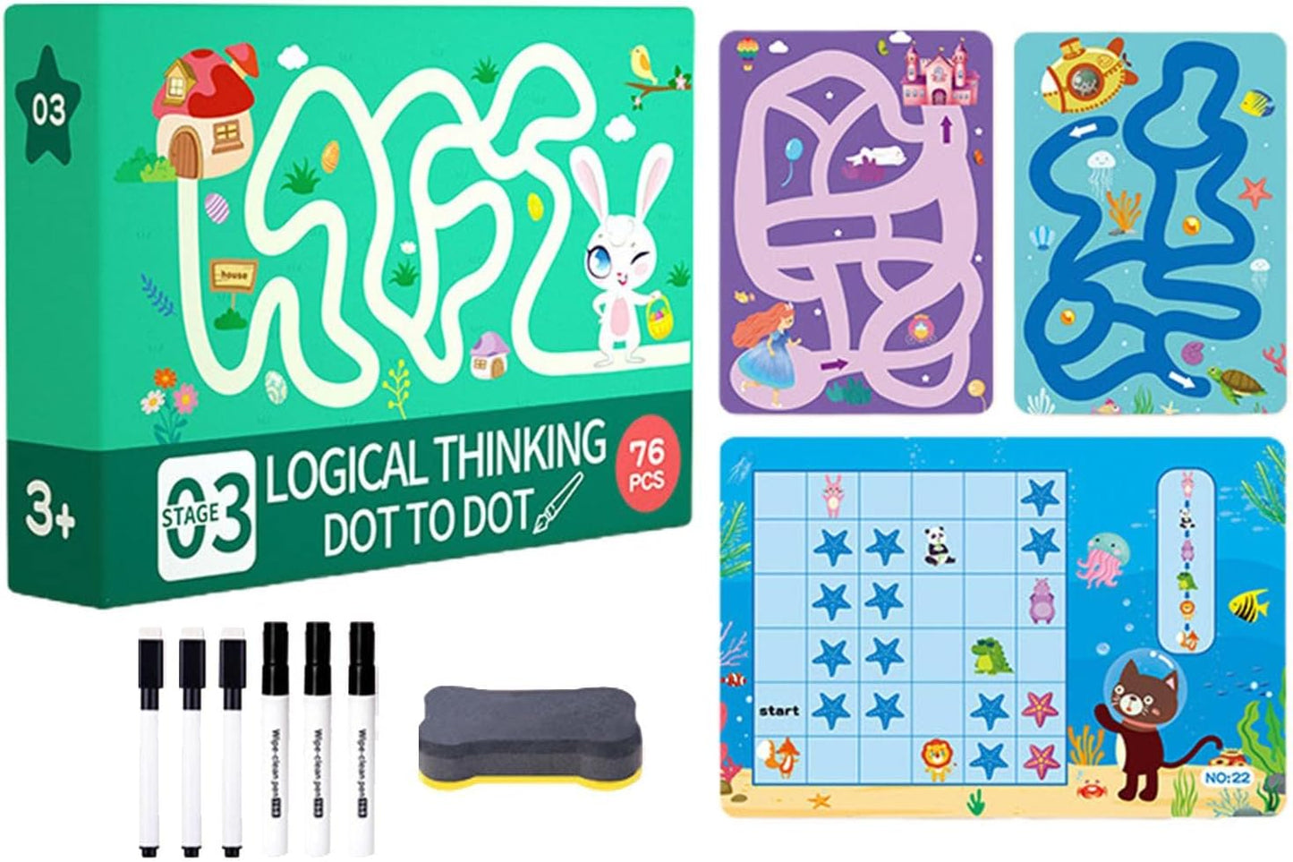 Kids Magical Education Learning Book | Pre School Toddler Copybook | Learning Activities For Kids Children Magical Tracing Workbook (76 pages stage 03 )