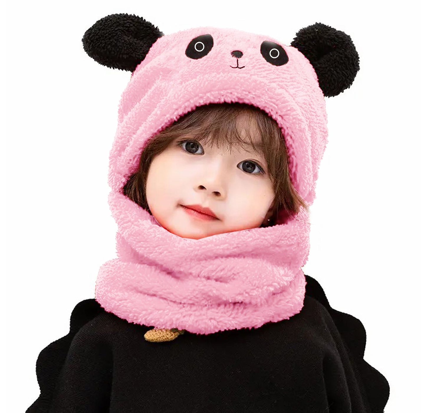 Kids Winter Panda Cap Wool Cap With Neck Warmer Attached.  KIDS WOOL CAP Cartoon Panda Baby(random color)
