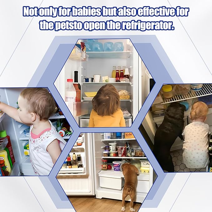 Child Safety Fridge Lock , Baby Safety Refrigerator Freezer Door Lock, No Tools Need or Drill (Grey) - 1 PC