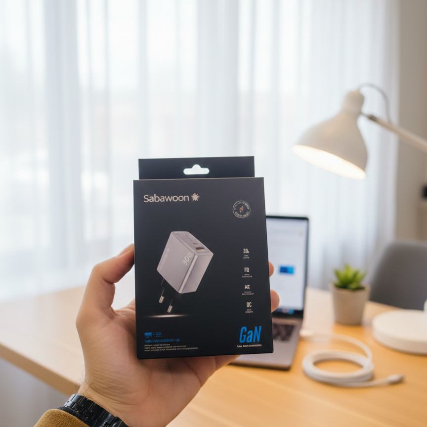 Sabawoon GAN S120 30W Adopter  | USB + PD | All Mobile Options | Without Cable