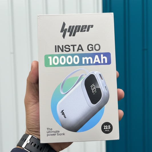 Yolo Hyper InstaGo 10000mah Powerbank 22.5W Fast Charging Digital Display Three Built In Cables Type C Lightning USB Multiple Ports