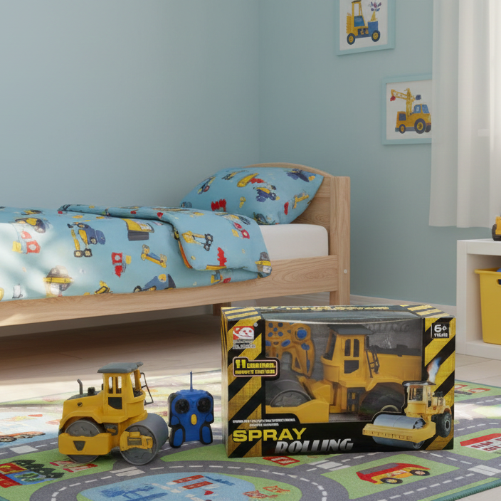 Construction Machine Roller – Remote Control Toy with Spray Effect, Heavy Duty RC Vehicle for Kids & Adults