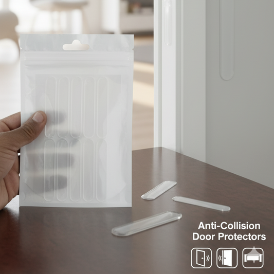 Pack of 10 Anti-Collision Door Stickers – Silicone Wall Protectors, Perforation-Free, Non-Marking, Mute Buffer Strips for Home & Furniture Safety