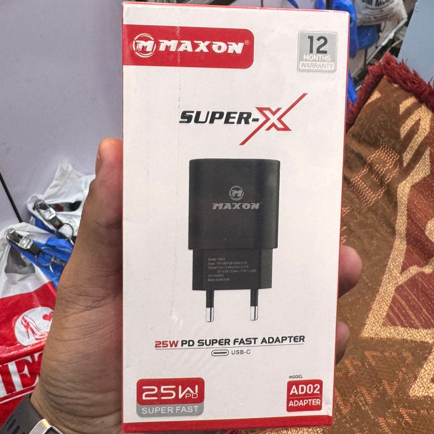 Maxon AD02 25W Adapter Power 25WPD Fast Charger Compatible For IOS Android Mobile Phones Electric Leakage Protection Temperature Protection (Without Cable)