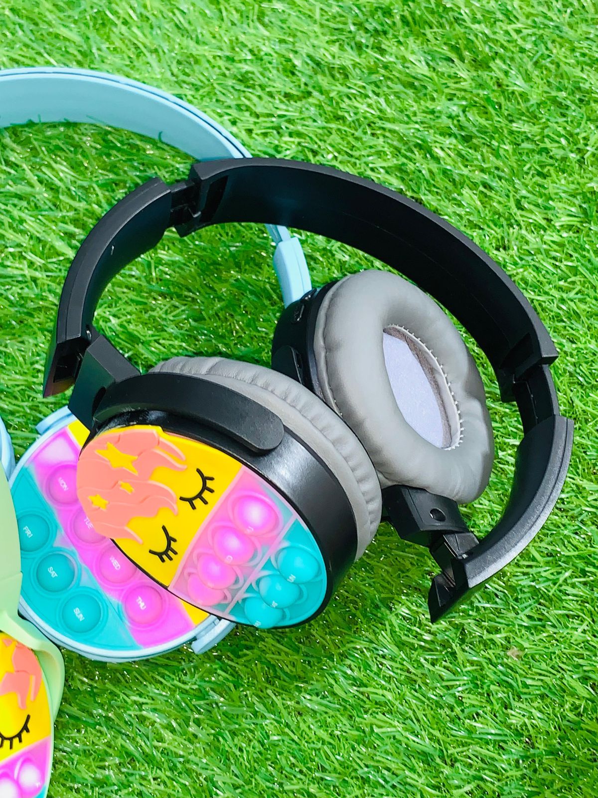 Cute Pop It Wireless Bluetooth Headphones | Foldable Headset With Memory Card Support, Wired & Wireless Modes, Soft Earpads For Kids - With Box (Random Color)