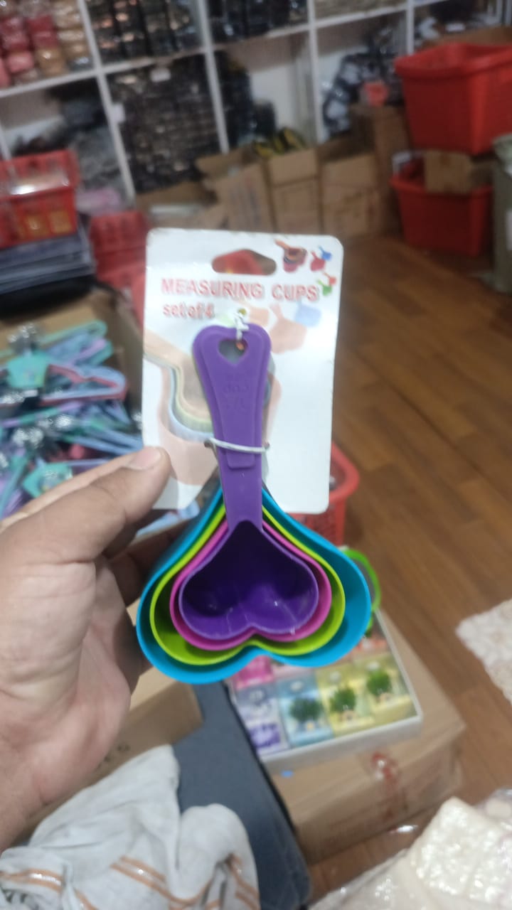 Heart Shaped Measuring Cups Multicolor | 4-Piece/Set Kitchen Measuring Cups for Baking & Cooking | Cute Heart Design, Food-Grade, Easy to Clean