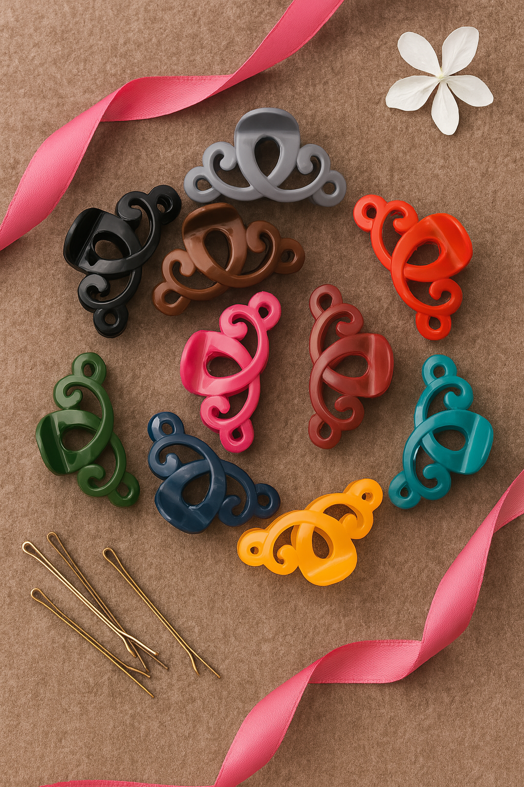 Large Plastic Hair Catchers – 6-Piece Set for Girls, Multiple Colors