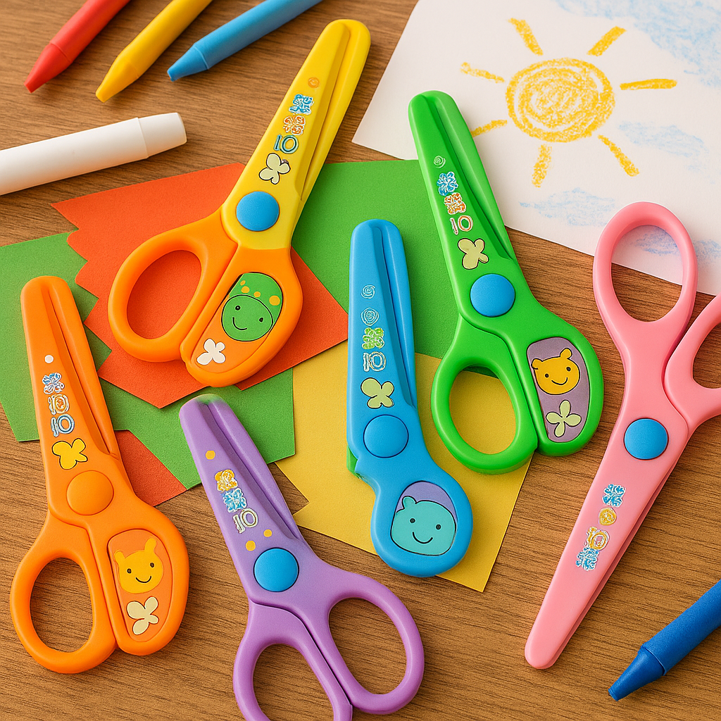 Set of 6 Multistyle Children Safety Scissors – All Plastic Toddler Craft Scissors with Round Tips for School &amp; DIY