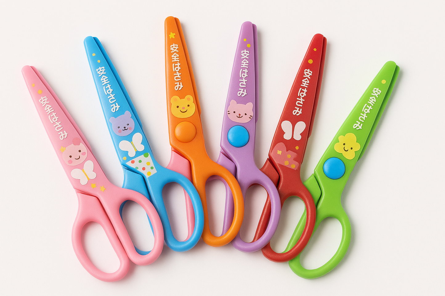 Set of 6 Multistyle Children Safety Scissors – All Plastic Toddler Craft Scissors with Round Tips for School &amp; DIY