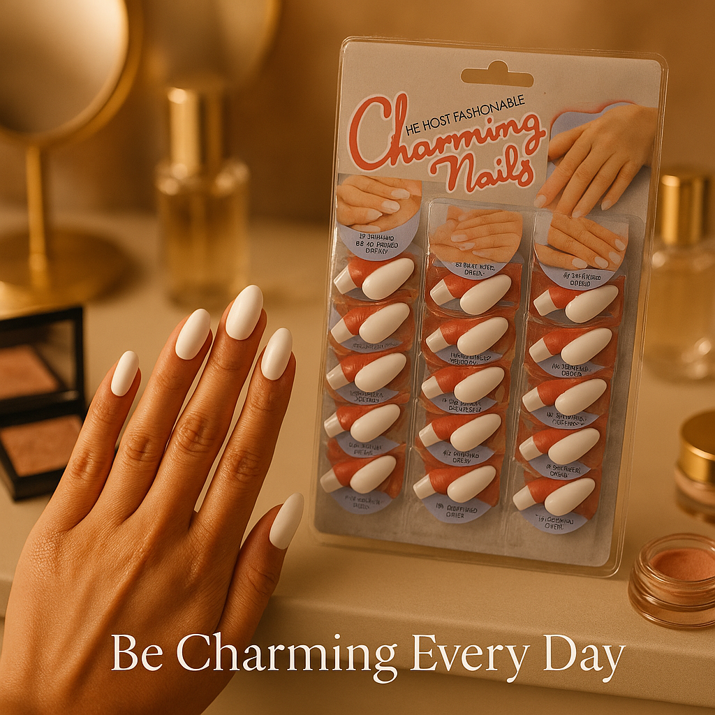 Pack of 24 Charming Artificial Nails with Glue – 240 Nails &amp; 24 Glues Total, Beautiful Nail Extensions for Girls &amp; Women (Random color)