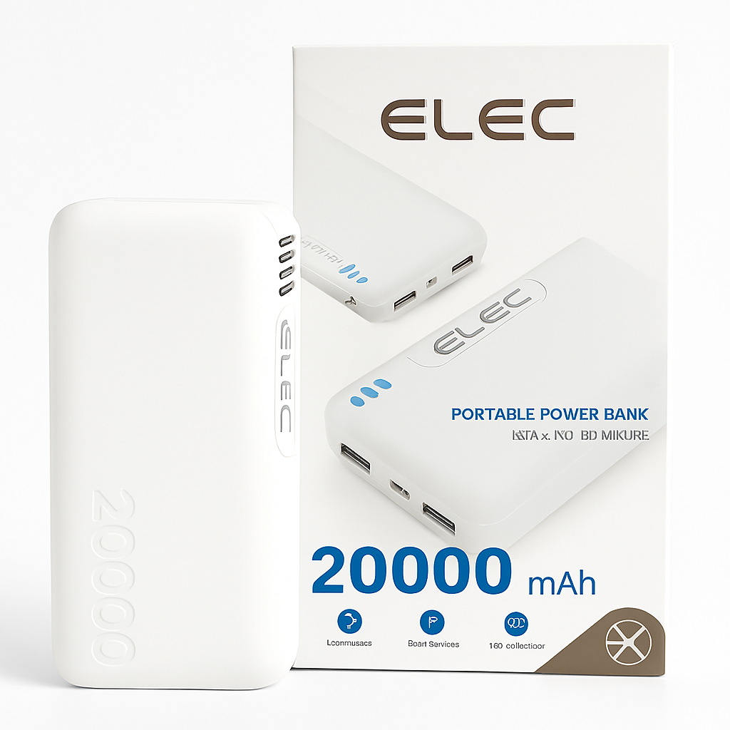 Elec 20000mAh Power Bank – PD Fast Charging, High-Capacity Portable Charger