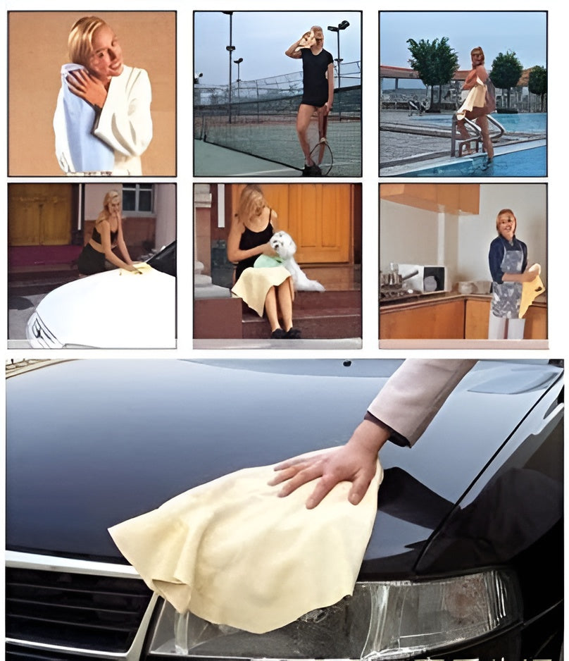 Clean Cham Absorbant Car, Home Cleaning Synthetic Chamois Leather Magic Cloth(Random Color)