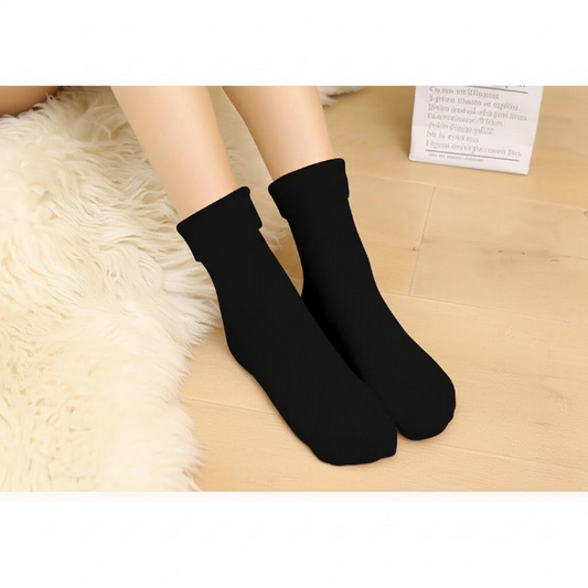 Women’s Woolen Quarter Socks – Pack of 2 , Soft &amp; Warm Winter Wear, Elegant Style, Flexible Size, Comfortable Daily Use, Available in Black &amp; Skin Colors (1 Pair) - Black