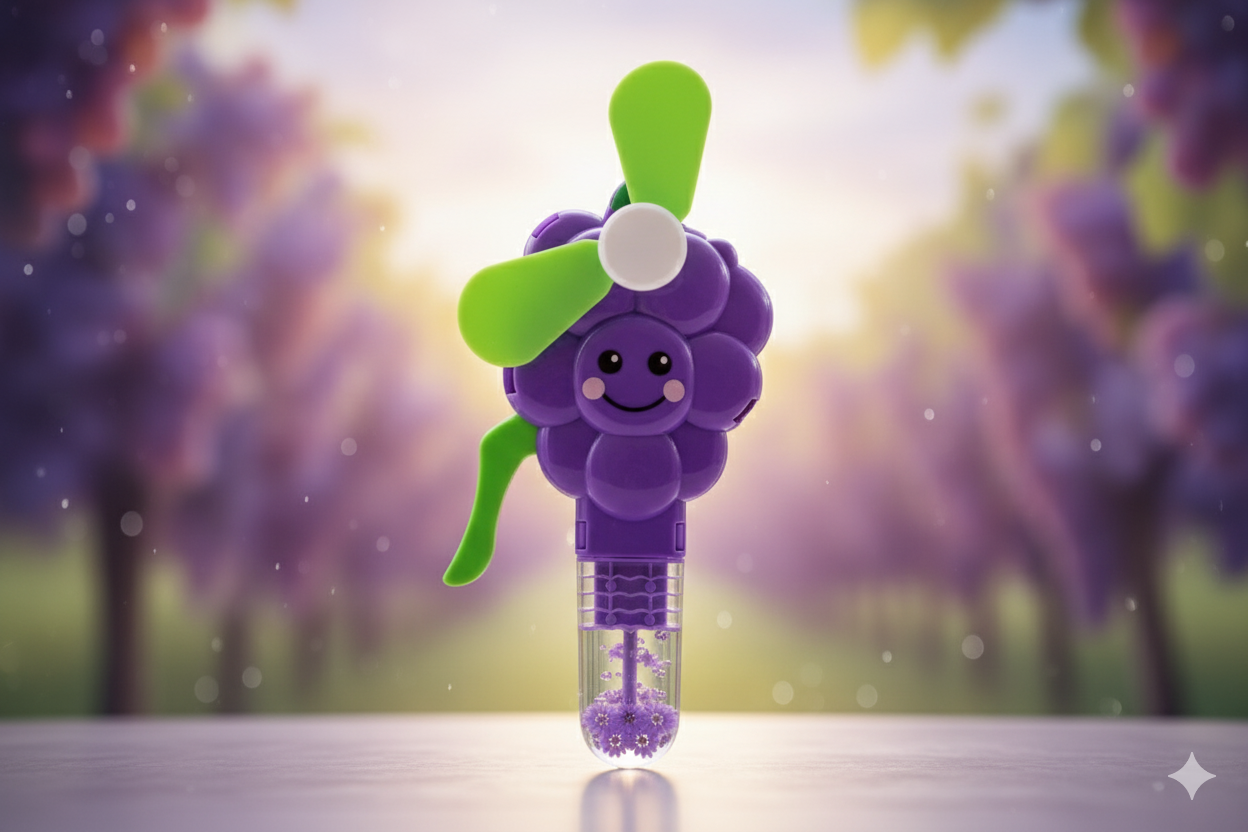 Handheld Fruit Shape Toy Fan for Kids – Cute Cartoon Design, Safe Soft Blades, Portable Mini Fan for Summer Play &amp; Cooling (Random Design)