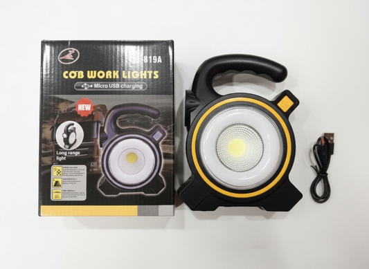 COB LED Work Light JY-819A – Rechargeable Portable Torch with Micro USB Charging, Ultra-Bright Illumination &amp; Durable Design for Home, Car &amp; Outdoor Use