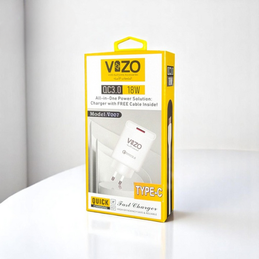 V007 – Type-C Fast Charger | Vizo V007 Type-C Charger | Charger For Android | Mobile Phone Charger - 18W