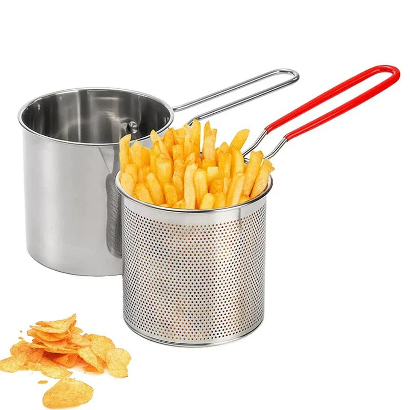 Stainless Steel Deep Fryer Frying Pot With Strainer 12ML Capacity | Basket Deep Fryer Pot for Baking Frying Boiling Home Kitchen