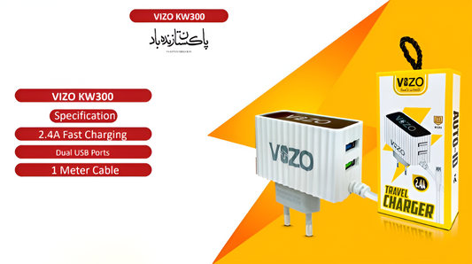 Kw300 2.4A Fast Travel Charger | Android Phone Charger with Data Cable -KW300 – Dual USB Wall Charger with Built-in Micro USB Cable - Charger For Mobile Phone