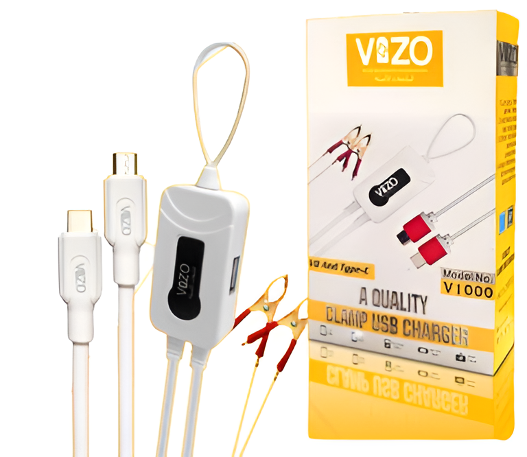 4 in-1 Charger V1000 CLAMP USB Charger | Data Charging Cable for android mobile phones