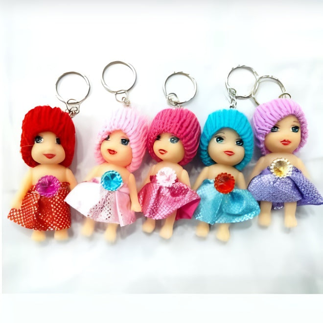 Small Size Doll Key chain For Girls Key Ring Key Holder Key Chain (Random color)