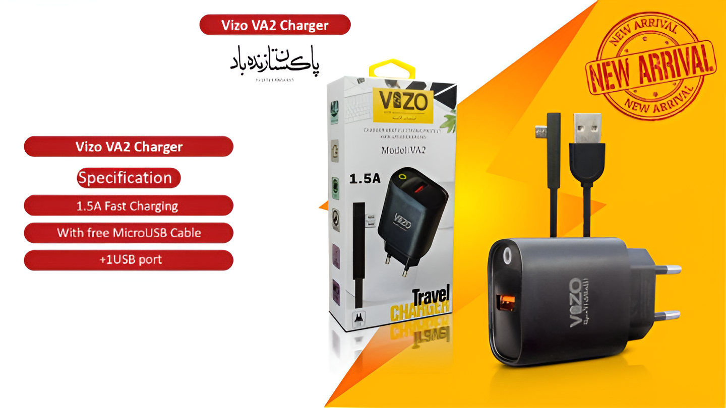 Va2 – Compact Micro USB Charger (Black) | Best Quality Charger - Vizo VA2 Charger - Vizo VA2 Micro USB Charger - Android Charger - Mobile Phone Charger