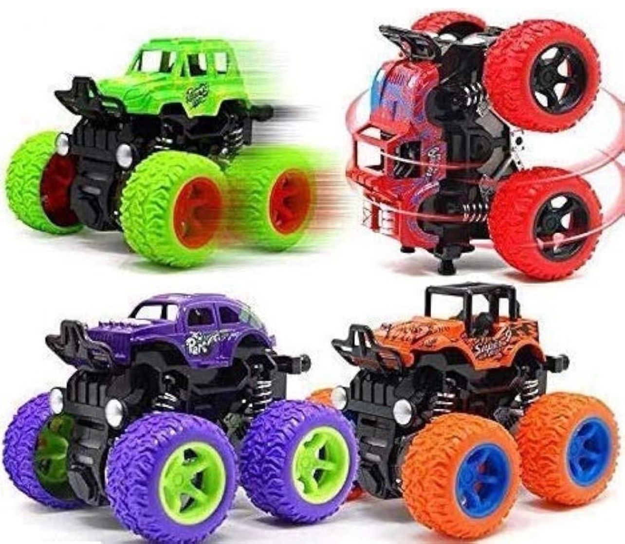 Monster Truck Toys Friction Push &amp; Go High Speed Friction Vehicles for Kids