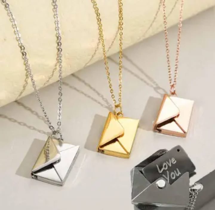 Love Letter Envelop Pendent For Girls - Golden Color