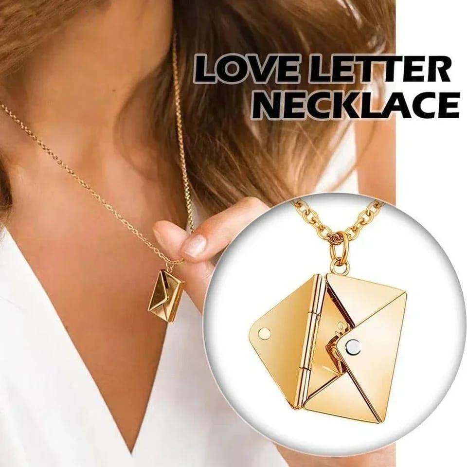 Love Letter Envelop Pendent For Girls - Golden Color