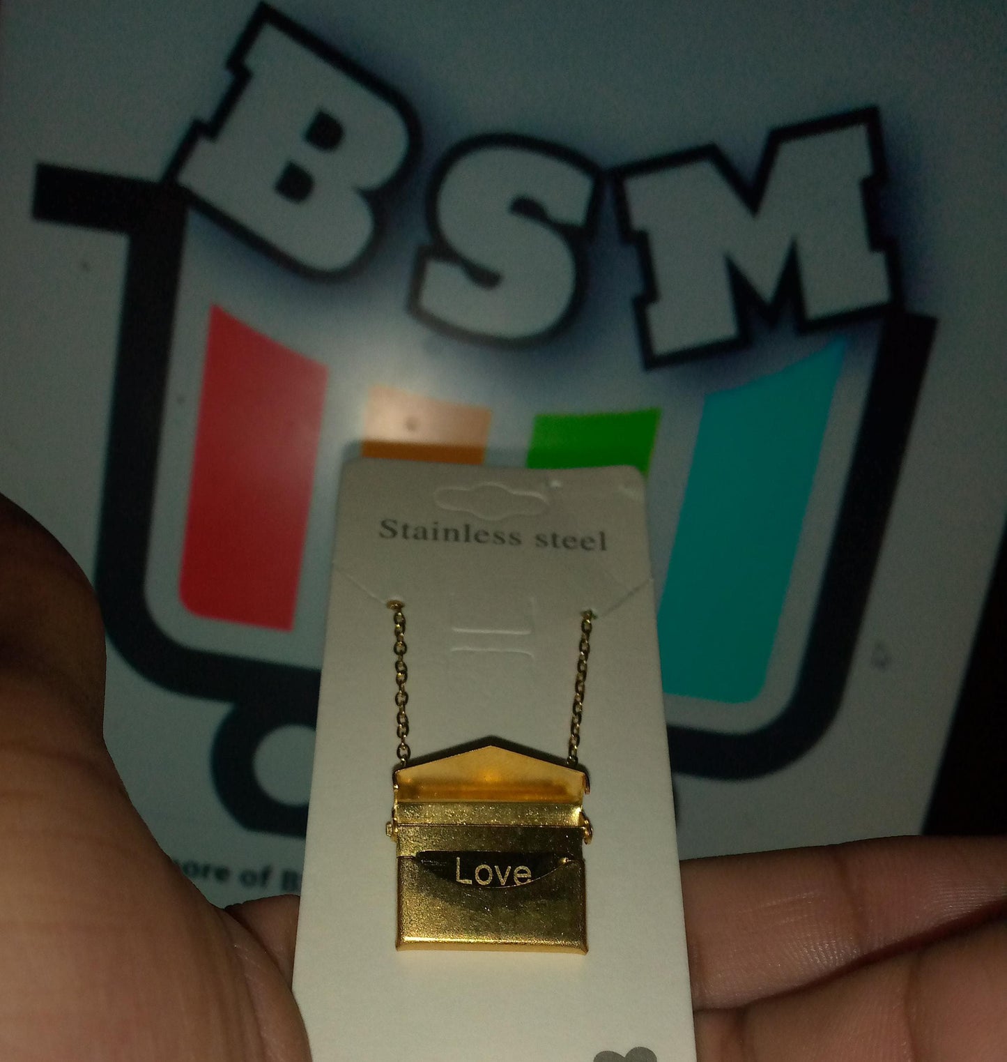 Love Letter Envelop Pendent For Girls - Golden Color