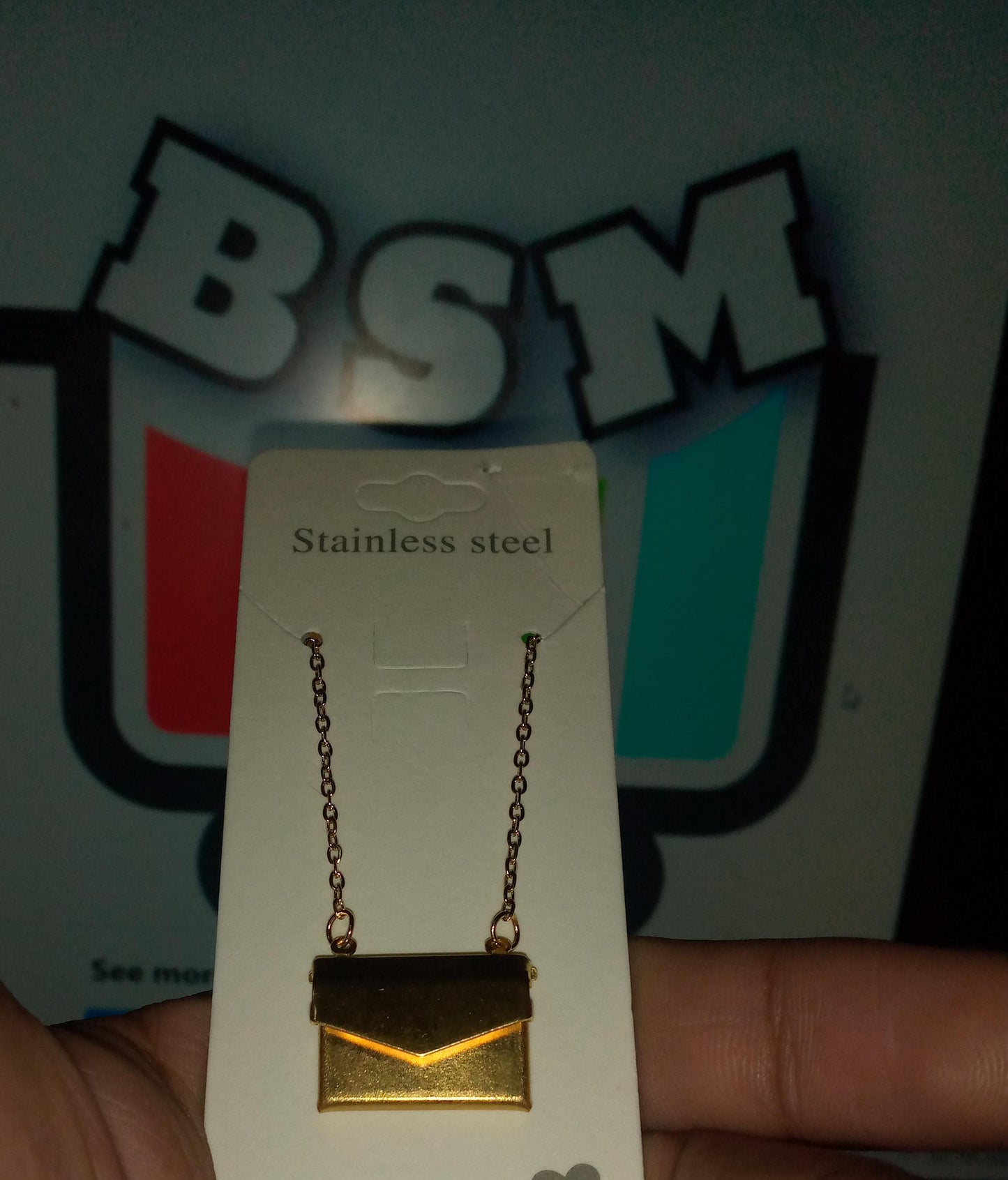 Love Letter Envelop Pendent For Girls - Golden Color