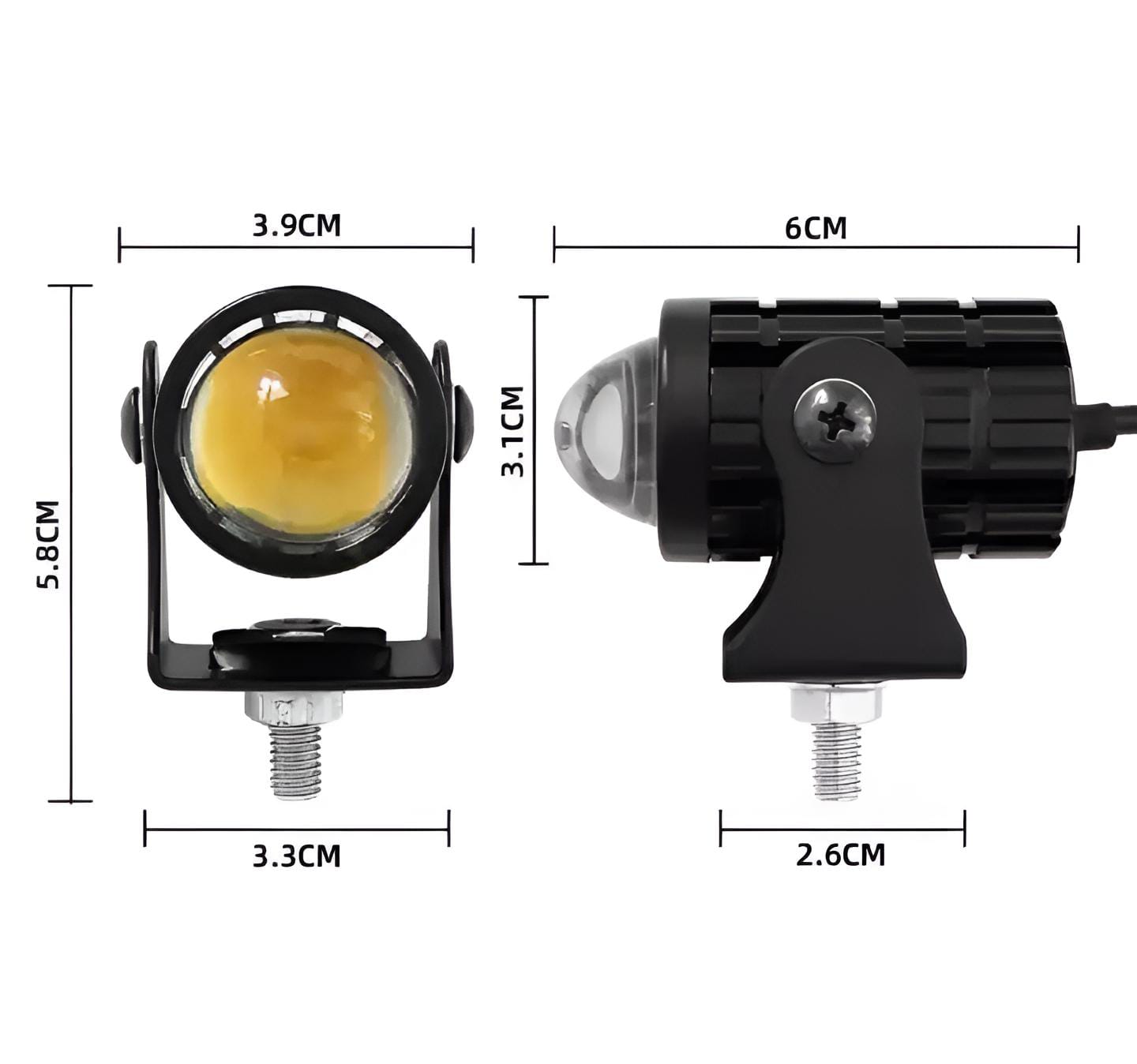 (1pcs) New Mini Driving Fog Light for All Motorcycle, Cars, Jeep  Dual Function White-Yellow Lens Projectors Auxiliary Light 20w