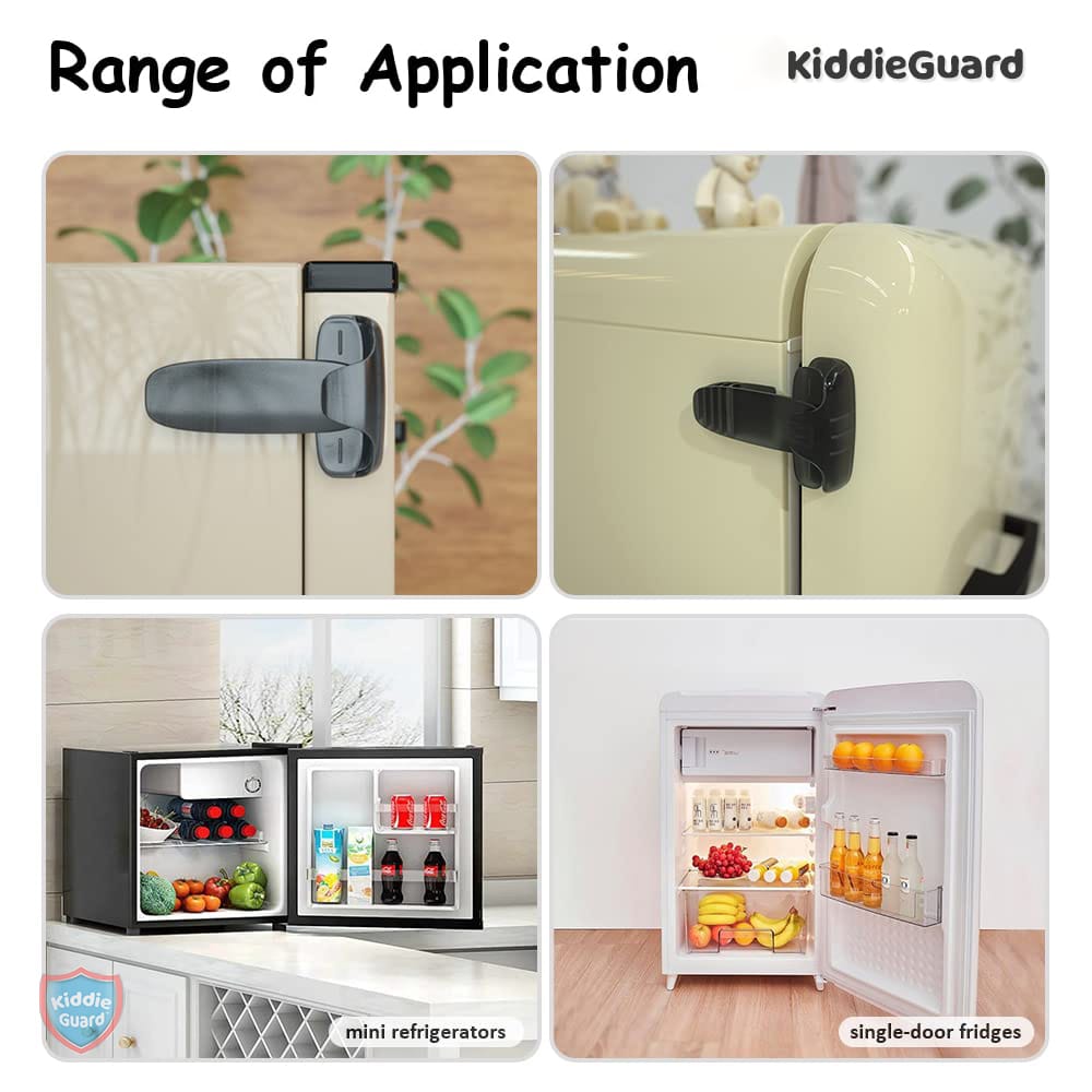 Black transparent refrigerator lock | Child Safety Fridge Lock | Baby Safety Refrigerator Freezer Door Lock, Toddler Kid Safety Latch Catch Lock, No Tools Need Or Drill