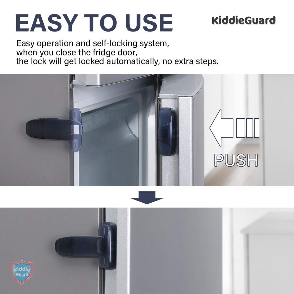 Black transparent refrigerator lock | Child Safety Fridge Lock | Baby Safety Refrigerator Freezer Door Lock, Toddler Kid Safety Latch Catch Lock, No Tools Need Or Drill