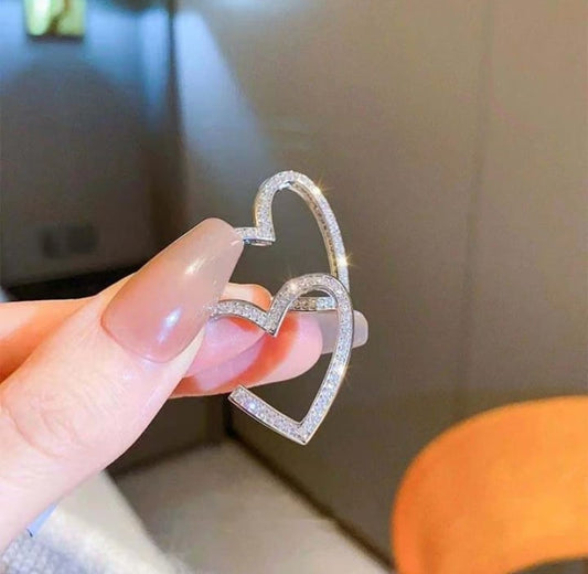 Golden Heart Shape Elegant Zircon Earrings  Material Alloy For Girls