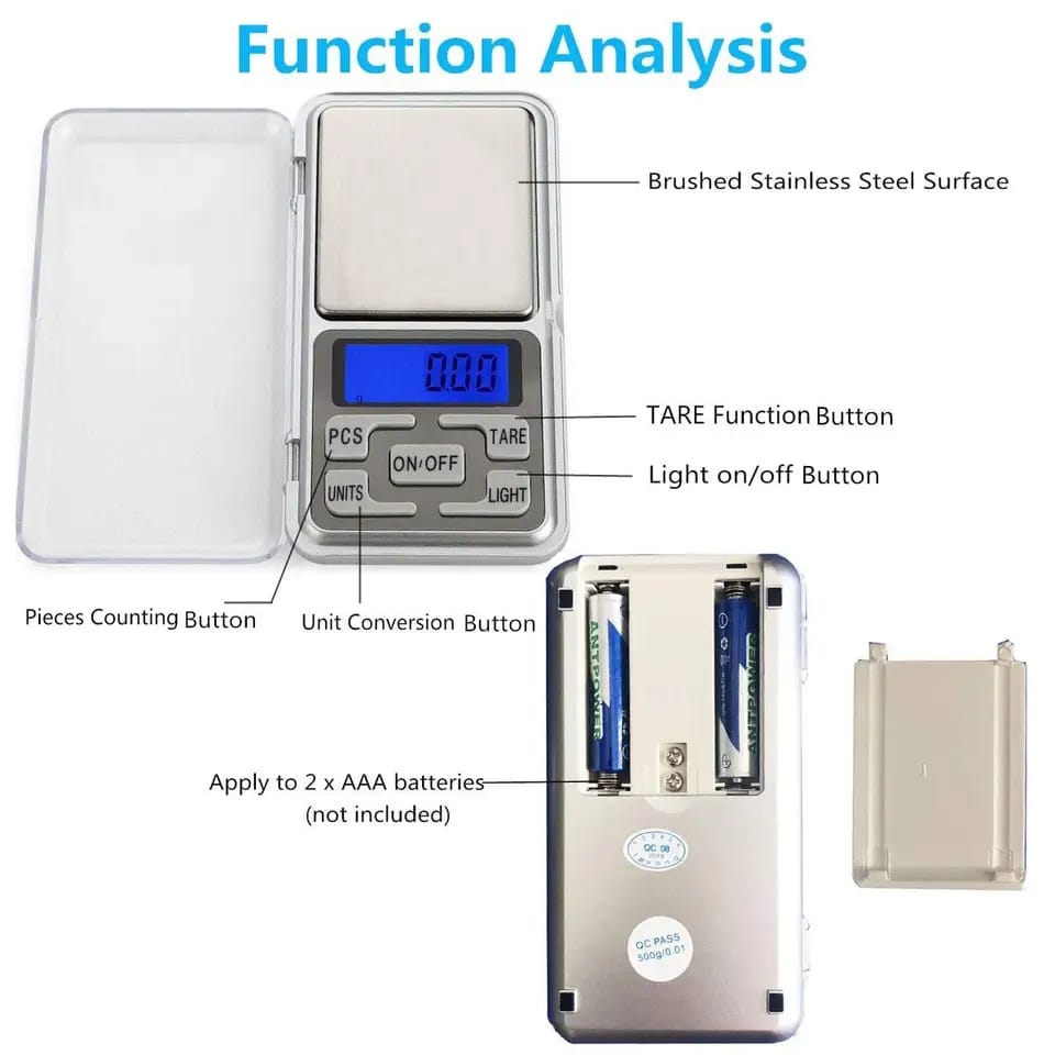 Mini Electronic Scales High Precision Pocket Digital Scale for Gold Sterling Jewelry Balance Gram For Kitchen Scale 500gx0.1g